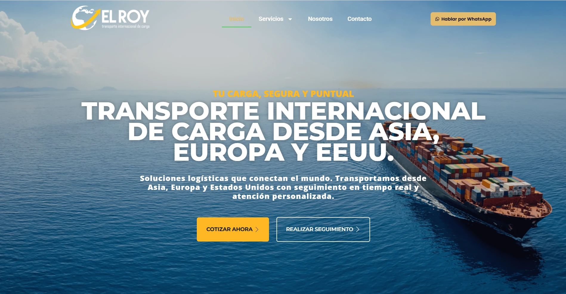 Sitio web de El Roy: transporte internacional de carga desde Asia, Europa y EEUU