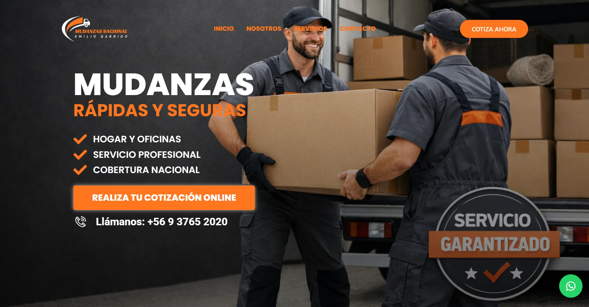 Sitio web de Mudanzas Nacional Emilio Garrido: mudanzas rápidas y seguras